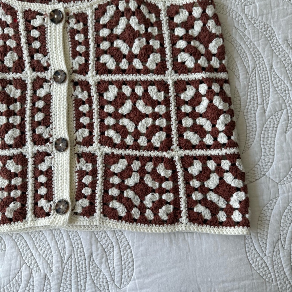 NWOT - Marine Layer - Cora Crochet Tank in Brown/Cream - Picture 12 of 12